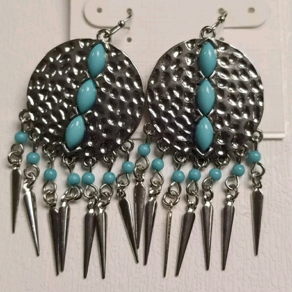 R J Graziano Silver Plated Earrings w/ Turquoise - Picture 6 of 6